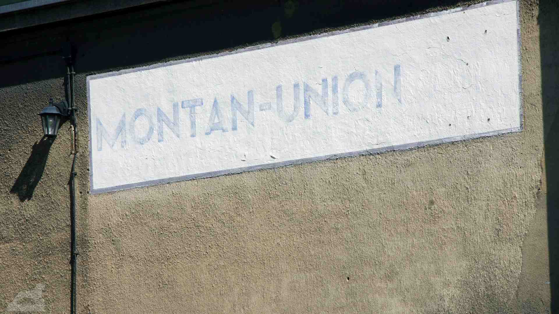 Firmenschild der Montan Union in der Nordstraße