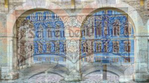 Torbögen der Burg Dankwarderode mit Inschrift der Comenius-Grundschule ("Sei treu der Pflicht")