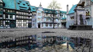 Ein kleiner Teich auf dem Burgplatz