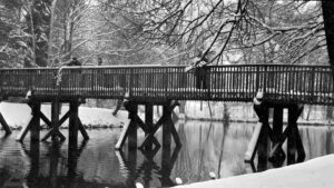 ehemalige Hennebergbrücke im Januar 2001 (inzwischen durch eine Stahlkonstruktion ersetzt)