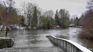 Okerhochwasser am Wehr Eisenbütteler Straße (Januar 2024)