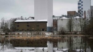 vor der Mühle Rüningen hat sich ein neuer Teich gebildet (Hochwasser Jnauar 2024)