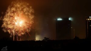 Feuerwerk anläßlich des 10jährigen Jubiläums des BraWo-Parks