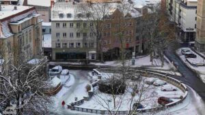 Blick vom Rathausturm auf den Ruhfäutchenplatz